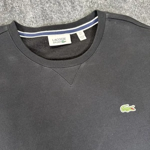 Lacoste Sport Men's Black Pullover Crewneck Sweatshirt Size Large Croc Logo - Picture 1 of 5