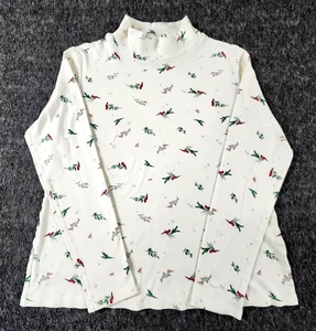 Croft Barrow Shirt Womens Medium White Cardinals Mock Turtleneck Holiday Winter - Picture 1 of 15