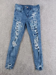 American Eagle Hi Rise Jegging Teens 10 Denim Jeans blau distressed - Bild 1 von 12