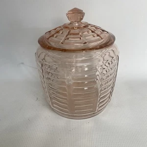Anchor Hocking Pink Depression Glass Manhattans Bee Hive Cookie Jar - Picture 1 of 6
