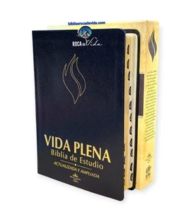Biblia De Estudio Vida Plena Actualizada RVR.1960 Piel Fabricada Negro Índice - Picture 1 of 9