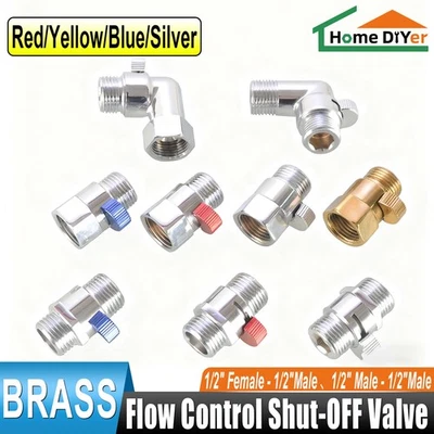 1/2" Female/Male Flow Control Shut-OFF Valve Water Saving Shower Head Valves - Image 1 of 4