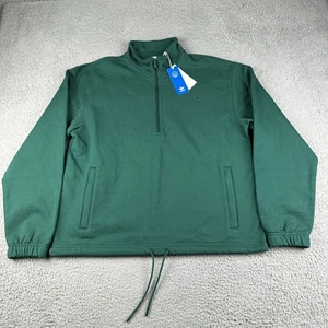 Adidas Pullover Felpa Uomo Verde Medio Collegiale C Mezza Zip Girocollo HZ - Foto 1 di 9