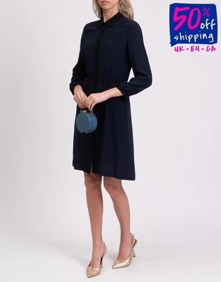 RRP €462 L'AUTRE CHOSE Silk Shirt Dress IT42 US6 UK10 M Two-Tone Made in Italy - Image 1 of 4