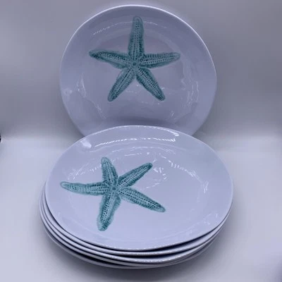 SIGRID OLSEN Coastal Starfish Melamine Dinner Plates Set of 6 Sea Stars 10 3/4" - Image 1 of 4