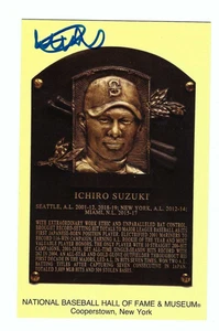 Autographed Ichiro Suzuki Hall of Fame Gold Plaque Post Card w/ Becket Wit Holo - Picture 1 of 1