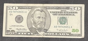 Serie 1996 ~ Cleveland 50 $ Fifty Dollar Schein Note FRN ~ AD78769651A ~ - Bild 1 von 2