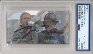 Präsident George W Bush SIGNIERT 9/11 kultiges NY Ground Zero FDNY Foto PSA DNA COA - Bild 1 von 2