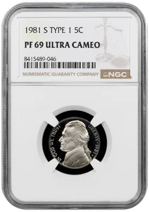 1981 Proof Type 1 Jefferson nickel braded by NGC PY 69 ULTRA C AMEO - Picture 1 of 2