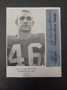W.J. Shumaker (d. 1990) Signed Cut w/Photo - 1950s Tennessee Tech Football - Picture 1 of 3