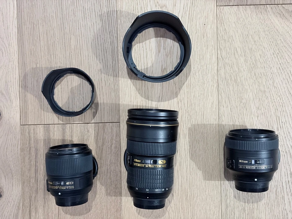 Lente de cámara Nikon AF-S NIKKOR 85mm con capucha y tapas. Lente retrato perfecta. Foto 1 de 1