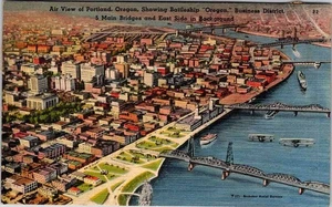 Postcard AERIAL VIEW SCENE Portland Oregon OR j/24 AL0138 - Bild 1 von 2