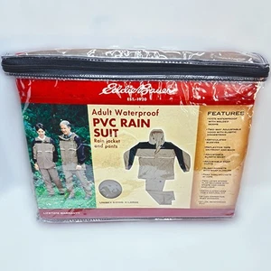 Eddie Bauer Waterproof PVC Rain Suit XL Unisex - 2 pc - Jacket & Pants NEW - Picture 1 of 6