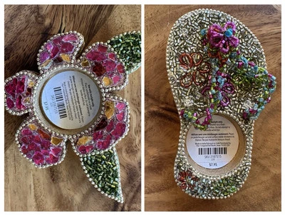 2 Pier One Tea Light Beaded Candle Holders Flower Shoe - Image 1 of 4