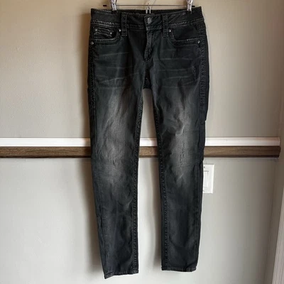 Rock Revival Celine Black Distressed Skinny Jeans Women’s Sz 29 - Image 1 of 4