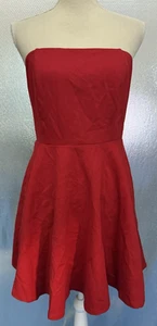 Lulus Dress Womens Sz L Red Strapless Pleated A Line Mini Party Cocktail NWT - Picture 1 of 6
