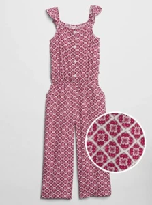 Baby GAP Girls Sz 6-7 (Small) NEW Multi-Color Red Kids Print Flutter Jumpsuit - Picture 1 of 2