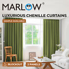 Marlow 2x Blockout Curtains Chenille Window Blackout Draperies Eyelet  Bedroom