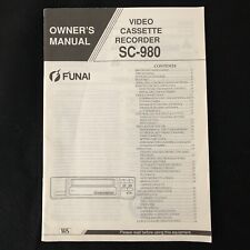 Original MANUAL ONLY For Funai VHS VCR Model # SC980. Manual Only.