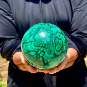 1,3 libbre raro quarzo malachite naturale intagliato a mano sfera cristallo guarigione - Foto 1 di 15