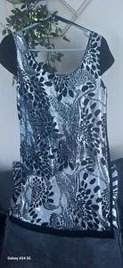 Newlook Womens Black Floral Polyester Blend A-Line Size 16 Sequined Sparkly - Picture 1 of 9