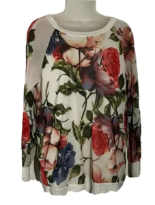 Túnica floral de manga larga Eloges para mujer cuello redondo rosas colorida femenina - Imagen 1 de 10