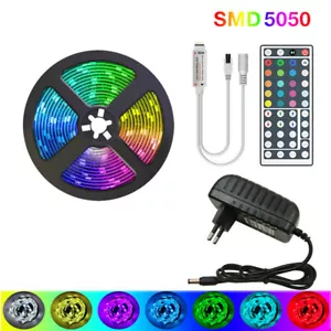 5M 10M 20M 15M 5050 DC12V LED Light Strip RGB Tape SMD Flexible with 44K Remote - Picture 1 of 8