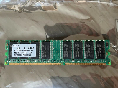 Samsung DDR400 PC3200 512MB CL3 DDR RAM Memory Module M368L6523BTM-CCC - Image 1 of 3