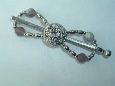 DE COLECCIÓN LILLA ROSE FLEXI-CLIP CUENTAS DE VIDRIO PÚRPURA PINZA PARA EL CABELLO PASADOR TALLA S Foto 1 de 2