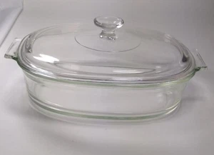 Vtg PYREX Corning Oval Roaster & Lid Clear Glass Baking Dutch Oven A-180 USA - Picture 1 of 11
