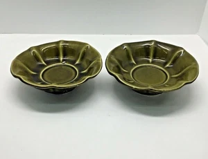 McCoy Dark and Light Glazed Green Bowl Scalloped Edge (2) Vintage Serving - Picture 1 of 11