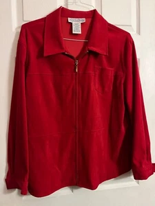 Jessica Howard Red Zip Front Long Sleeve Blazer Jacket Stretch Womens 16 - Picture 1 of 4