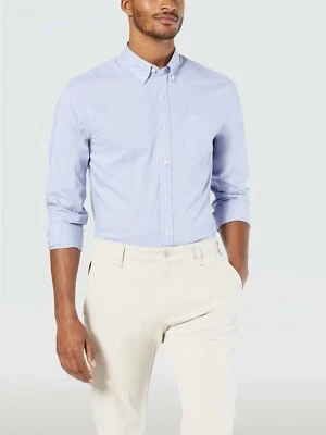 Camisa Dockers Comfort Flex azul sin arrugas con botones D1113 para hombre talla mediana Foto 1 de 4