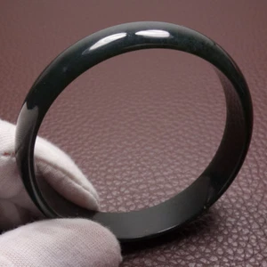 58 mm zertifiziert natürliche schwarz grüne Jade Armreif Armband Hetian Nephrit Y54684 - Bild 1 von 11