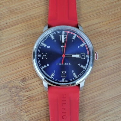 Tommy Hilfiger Men's Mason Analog Watch Red Silicone Band 46 MM Case - Image 1 of 4