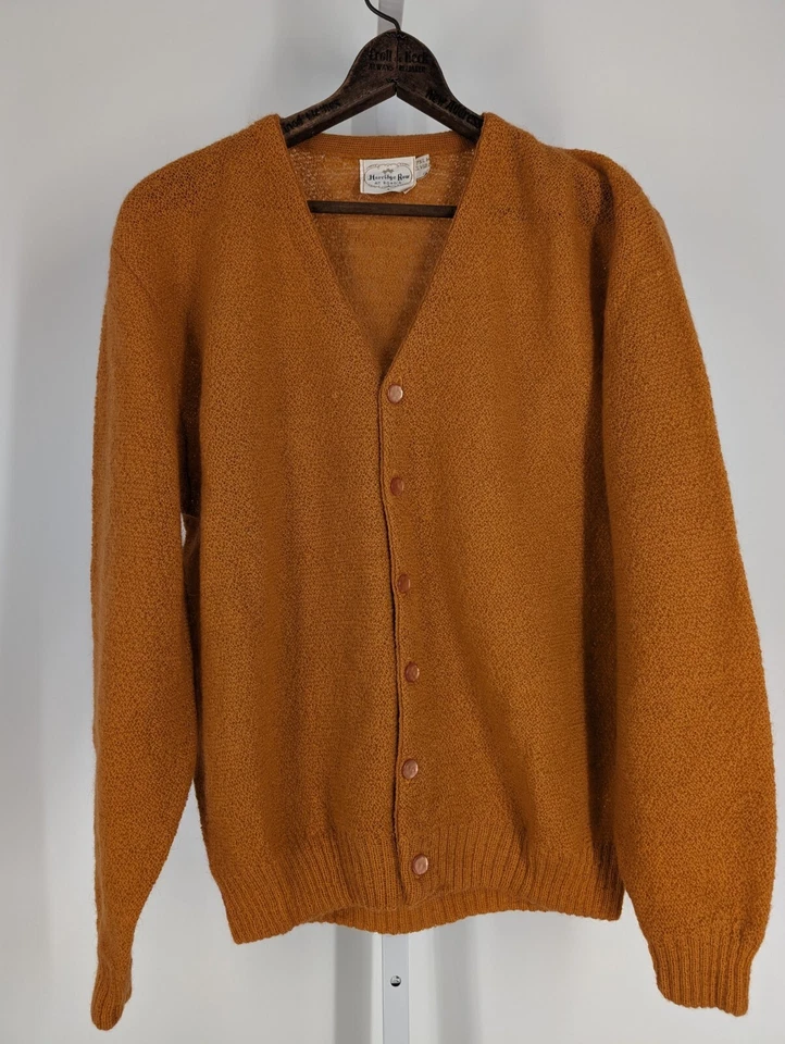 Cárdigan Suéter Bond's NYC Vintage Años 50 Dayglow Naranja Atómico Mod Tejido Mohair L Foto 1 de 3