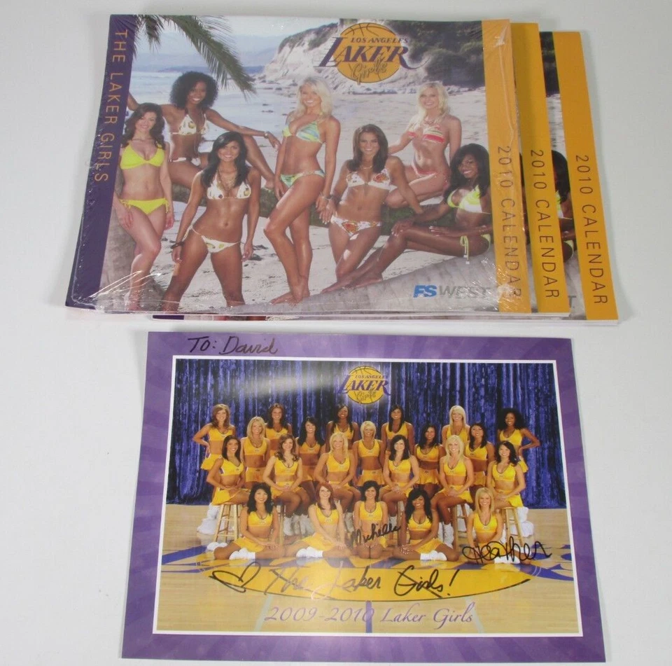 2009-2010 Los Angeles Laker Girls Signed Photo & FS West Calendar Collector Lot - Image 1 of 4