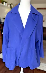 Chico's 100% Linen Open Front Crossover Jacket Liberty Purple 3/4 Sleeve Relaxed - Picture 1 of 13
