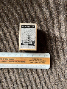 LUXE TRAVEL BRIDGE POSTAGE STAMP RUBBER STAMP   FROM HERO ARTS 1” X. 2” - Picture 1 of 3