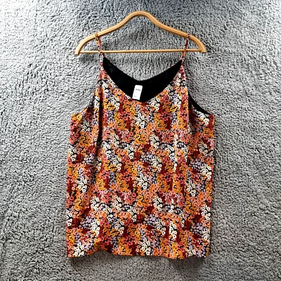 ANKO Womens Tank Top Size 20 Orange Floral Sleeveless V-neck Casual - Image 1 of 4