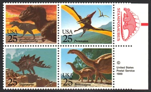 =WOW= #2425b, ANIMALI PREISTORICI, RETTILI, BLOCCO COPYRIGHT MNH DI 4, omaggio S&H - Foto 1 di 2