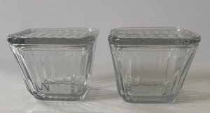 2 Anchor Hocking 1932 VTG Design Clear Ribbed Refrigerator Dish w/Lid 4.5 NWOT - Picture 1 of 3