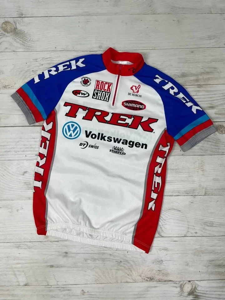 Camisa Bicicleta Trek Volkswagen Rock Shox Jersey De Marchi Hombres Talla S Blanca Foto 1 de 4