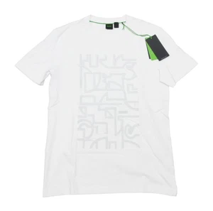 Boss Hugo Boss Men's White Graphic Print Jersey Short Sleeve T-Shirt - Picture 1 of 4