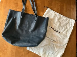 CUYANA Soft Leather Blue Shoulder Tote bag Large Satchel Slouchy Hobo dbl strap - Picture 1 of 16