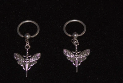 Pair 14g 7/16 Handcrafted Dragonfly Reversable Nipple Rings 316L Surgical Steel - Image 1 of 4