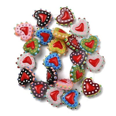 25x Cuentas de vidrio pintadas para hornear esmalte corazón focal cuentas sueltas para hacer joyas Foto 1 de 4