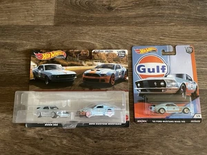 Ford Mustang Boss 302 2014 auto azul Hot Wheels Premium Gulf 69 personalizado Mustang - Imagen 1 de 5