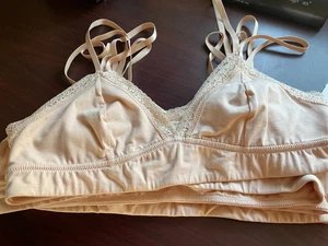JENNI CORE BRALETTE 95% COTTON WOMENS SIZE M MEDIUM BEIGE LOT OF 3 NEW - Picture 1 of 4
