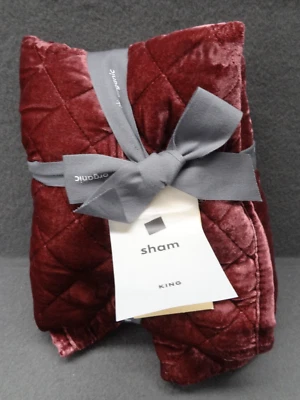 NUEVO West Elm King Sham 36x20 Exuberante Terciopelo Ciruela Acolchado Algodón Orgánico Mini Sesgo Foto 1 de 4